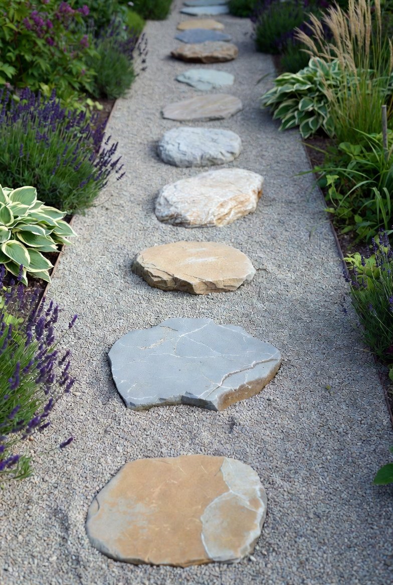 Pea Gravel and Large Stepping Stones