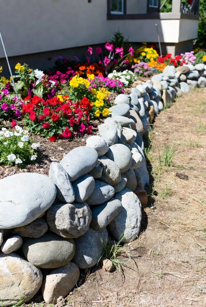 Add a Rock or Pebble Barrier Along the House