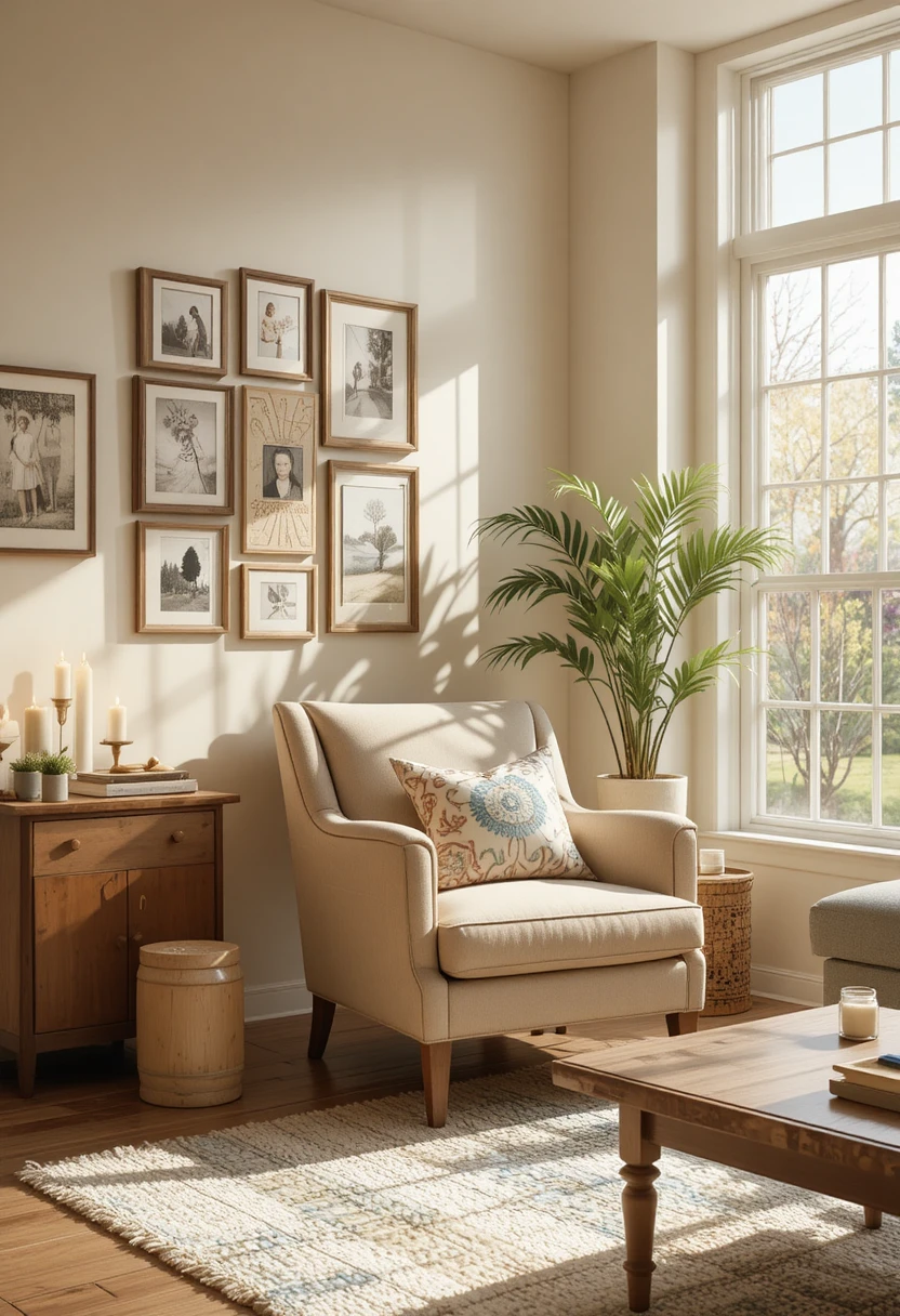Bright living room featuring budget-friendly DIY home decor accents, showcasing cheap and creative styling ideas
