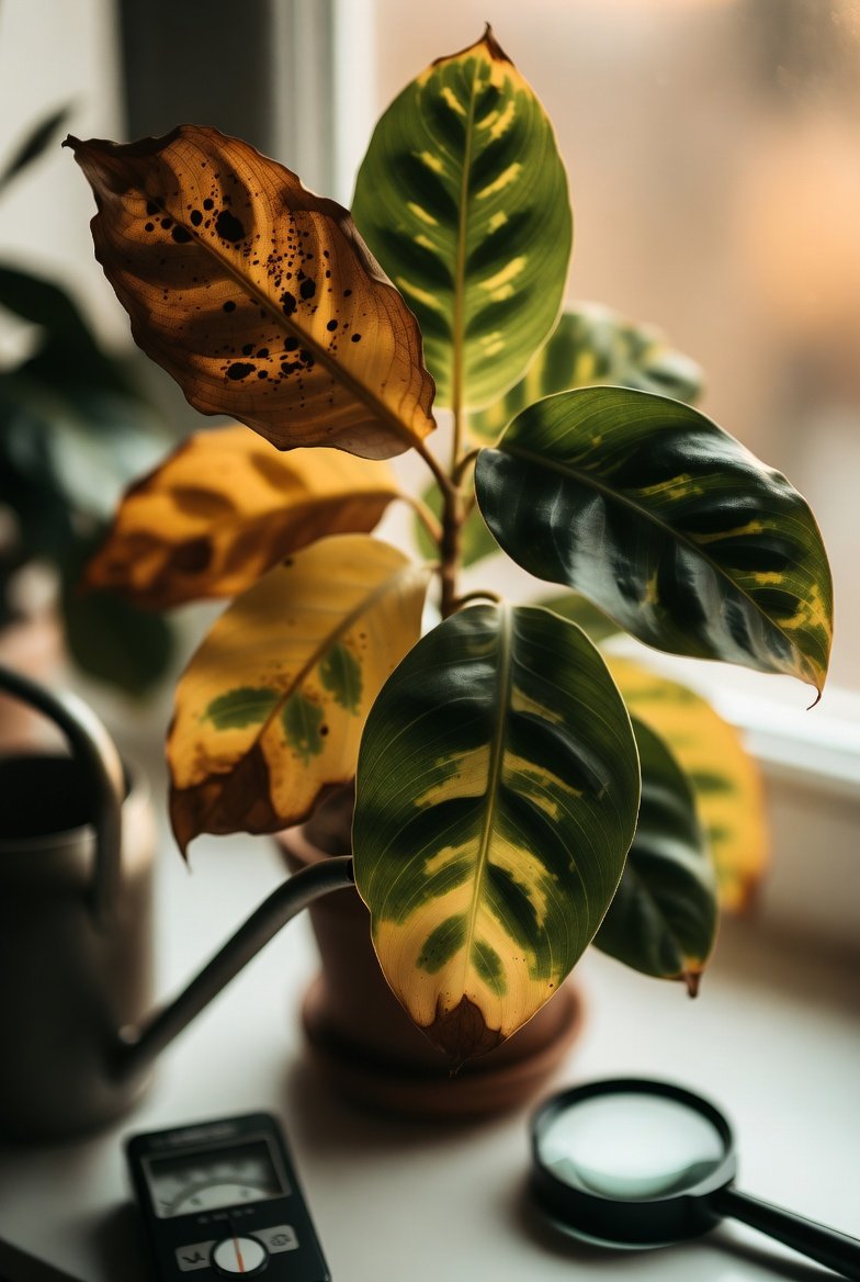 Houseplant turning yellow leaves from overwatering, poor light, pests, and nutrient deficiencies explained