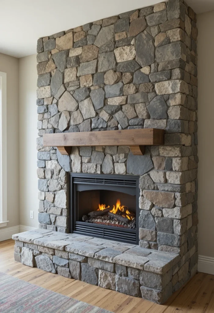 A Stone or Slate Fireplace Feature