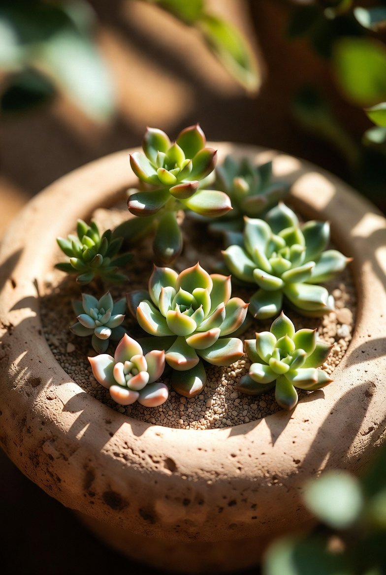 Use a Bird Bath or Shallow Dish for a Mini Succulent Garden