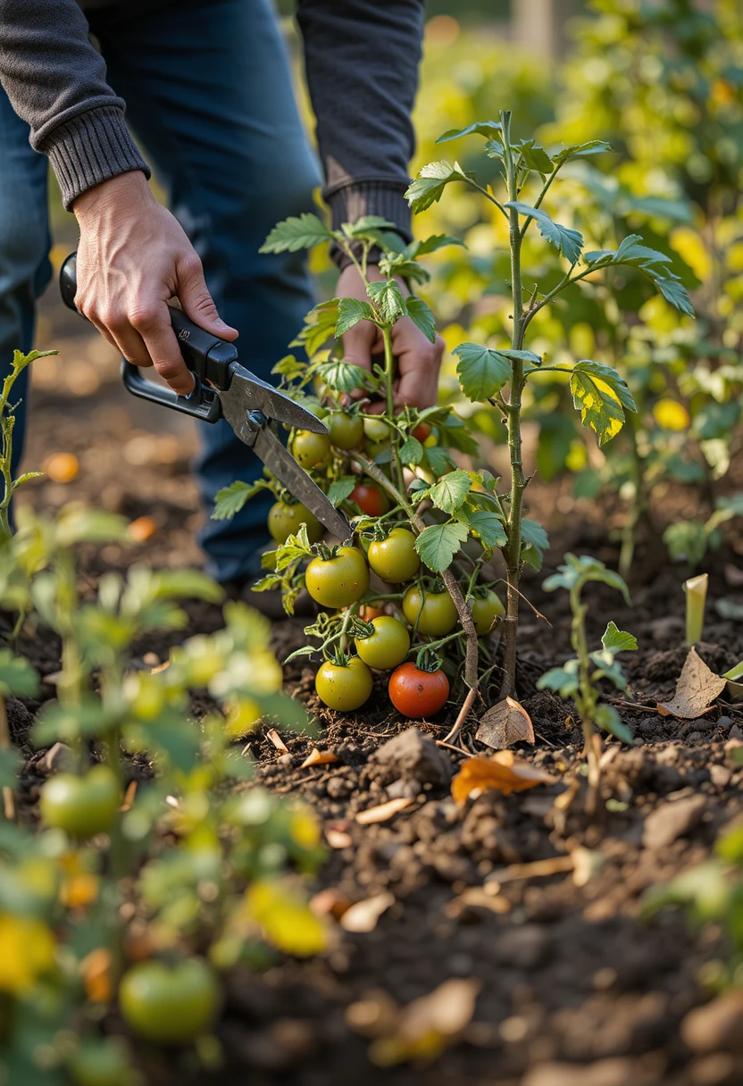 Cut Down Finished Vegetable Plants at Ground Level