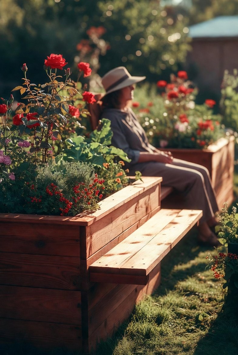 Raised Bed With a Built-In Seat Ledge