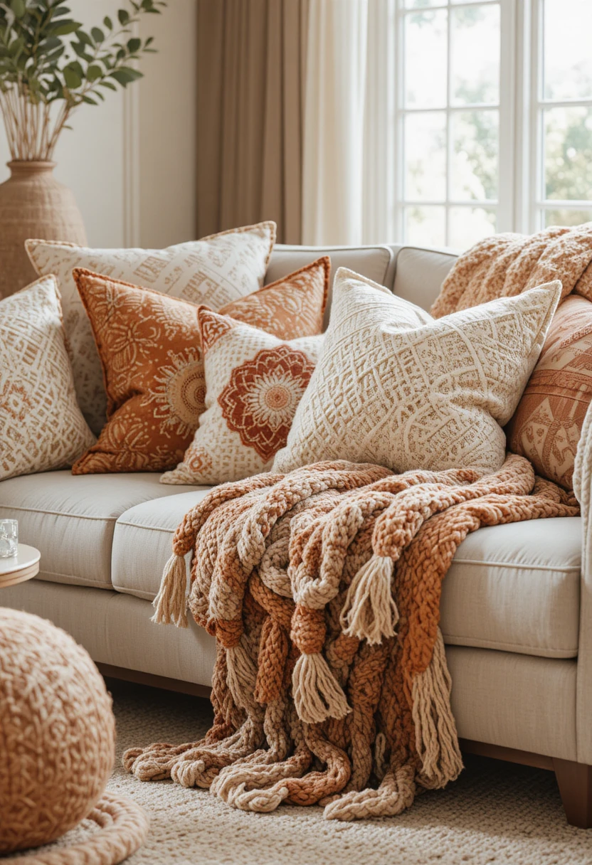 Layer Throw Pillows and Blankets