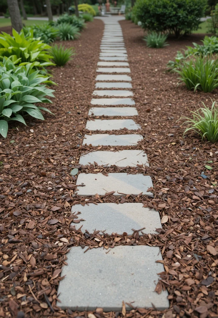 Flagstone Path Set in Mulch