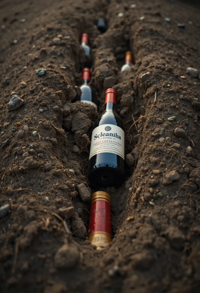 Wine Bottles Buried Neck-Down