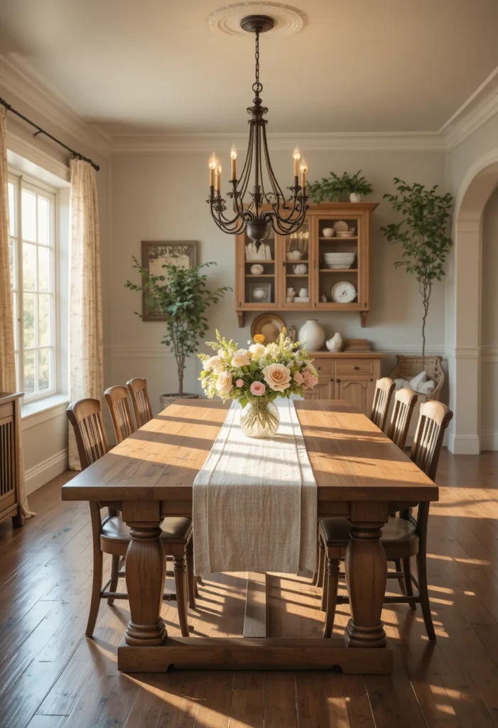 Use a Farmhouse Table as a Dining Room Anchor