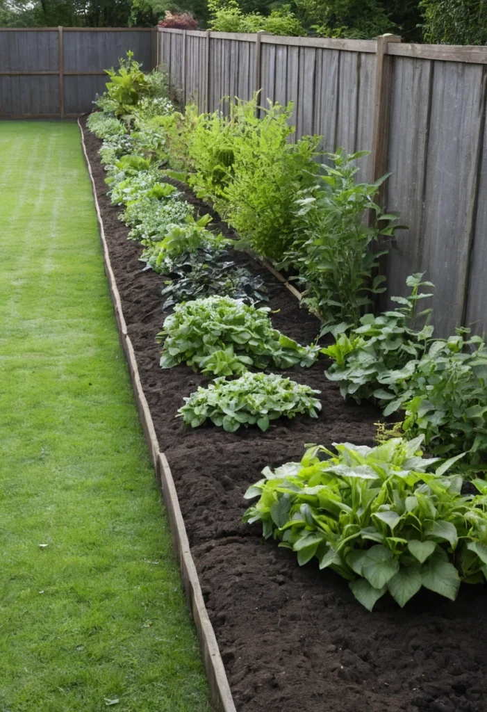 Long Narrow No-Dig Bed Along a Fence