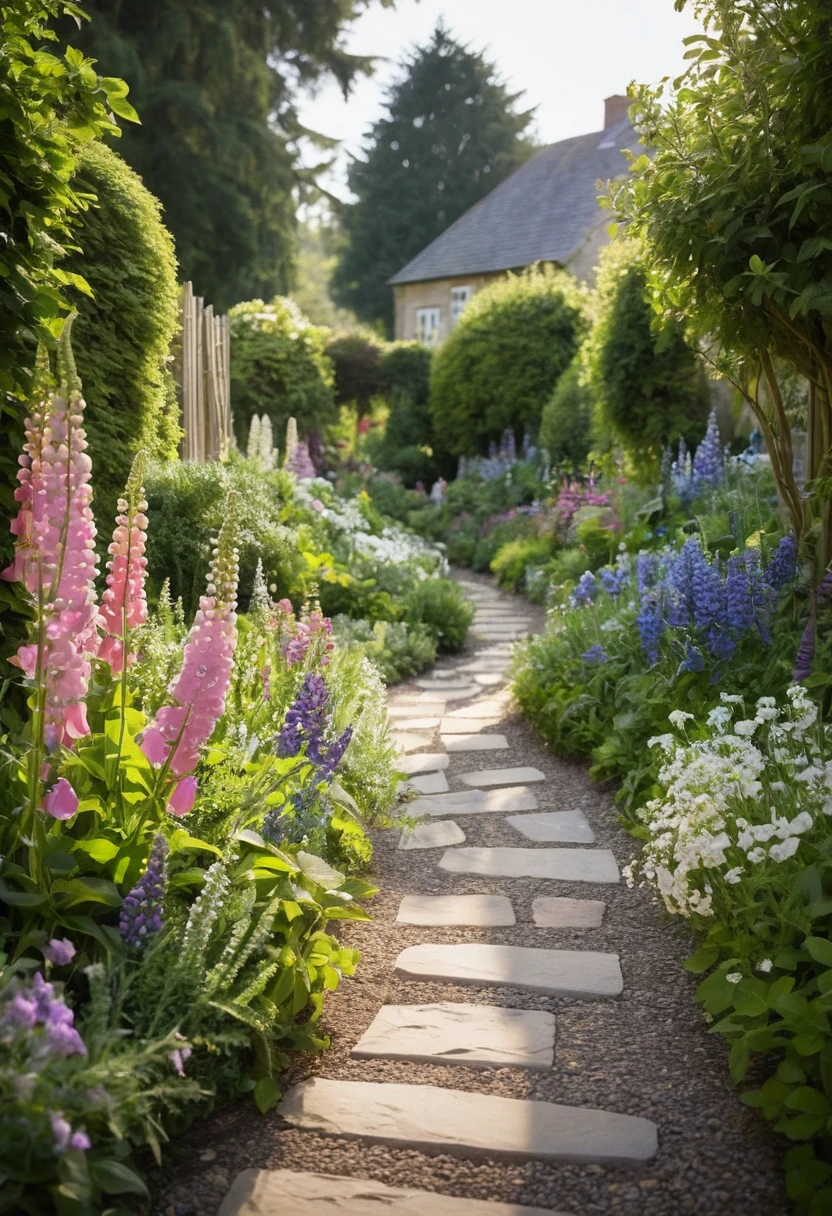 7. Plant Flowers Around a Garden Path