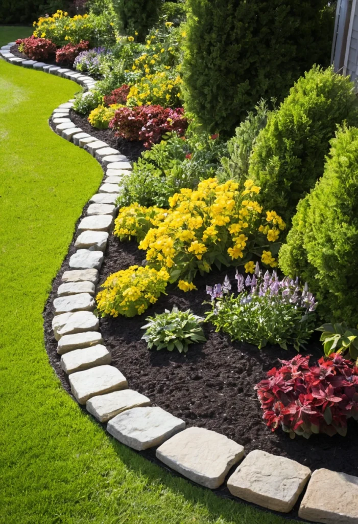 Create a Curved Stone Flower Bed