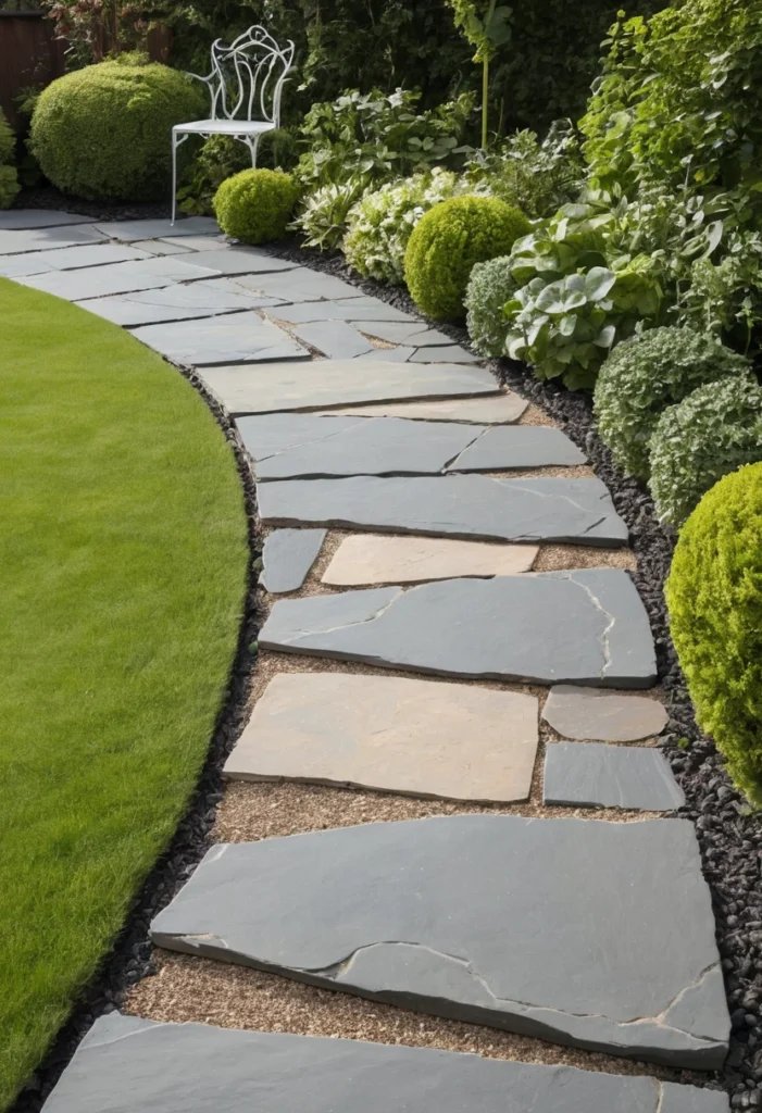 Flat Flagstone for a Clean Garden Edge
