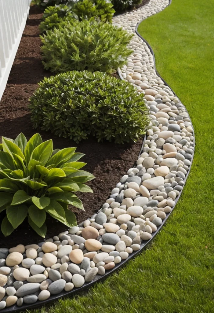 Pebble-and-Stone Edging for a Budget-Friendly Look