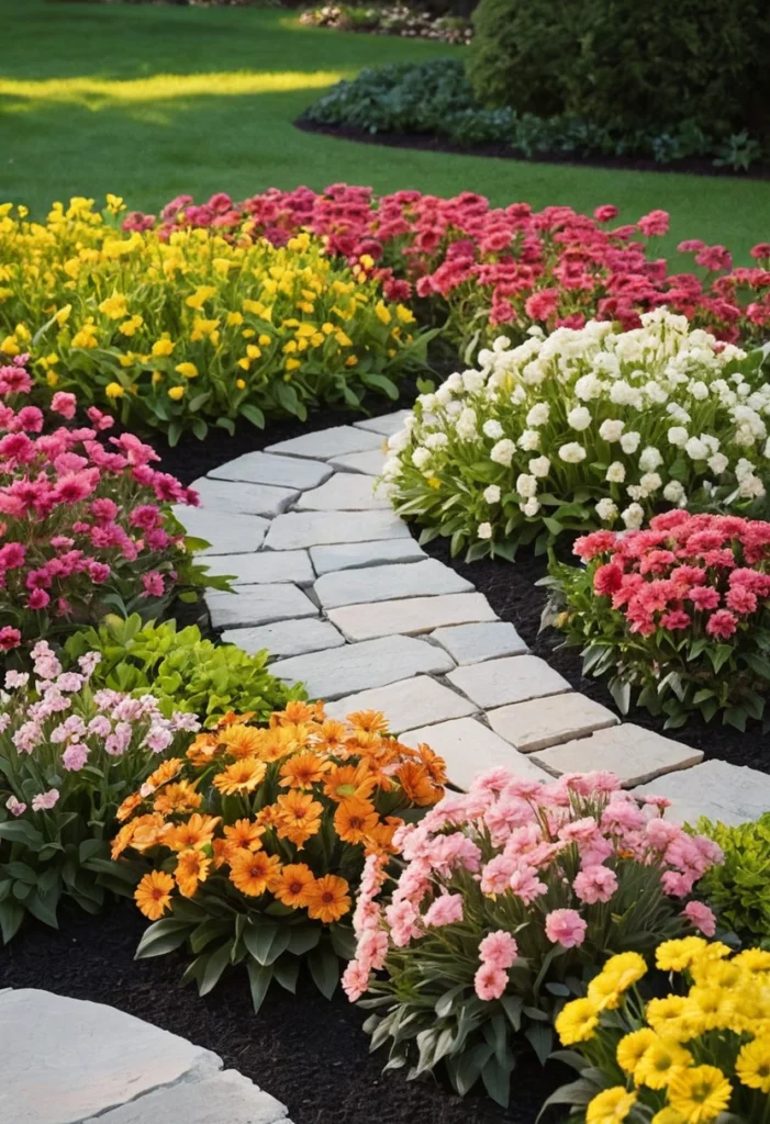 Use Light-Colored Stone Around Bright Flowers