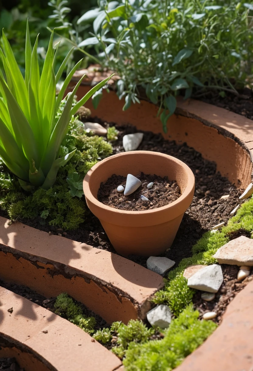 5. Reuse Broken Pots for a Mini Fairy Garden