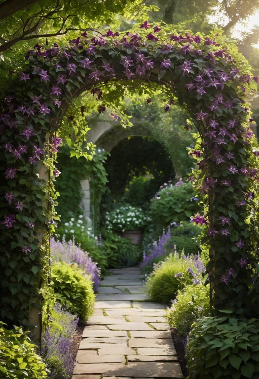 8. Clematis-Covered Garden Arch
