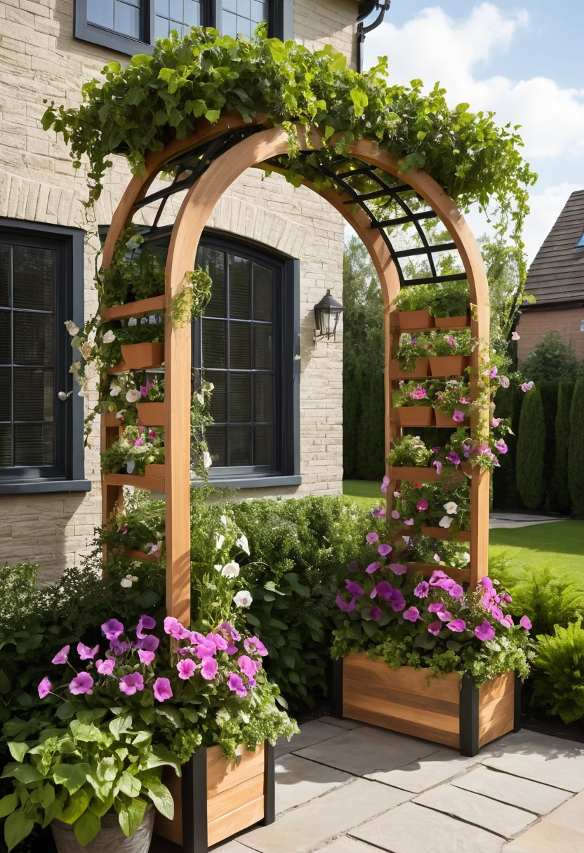 9. Arch With Built-In Planters