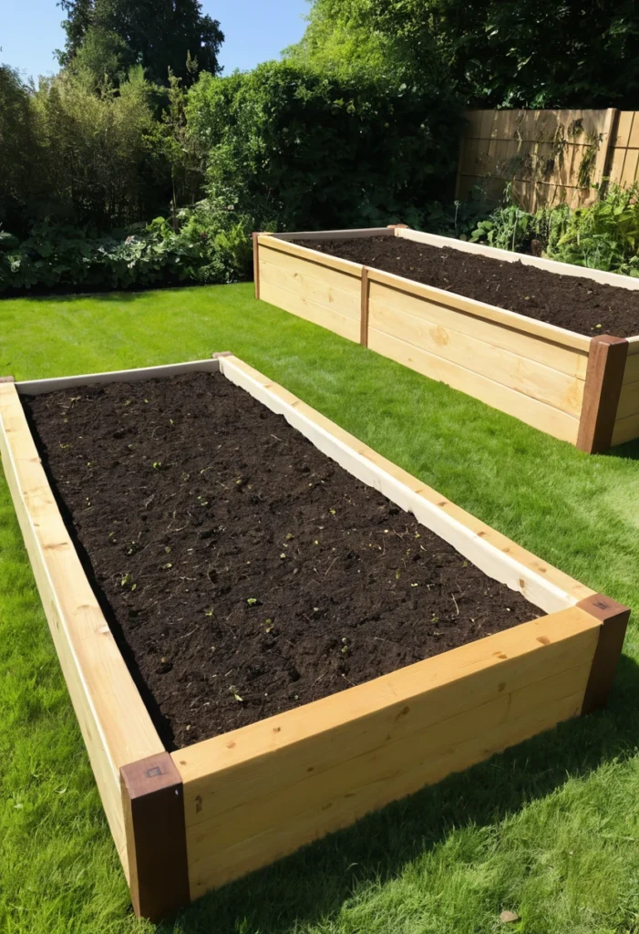 Raised No-Dig Bed With Wooden Edges