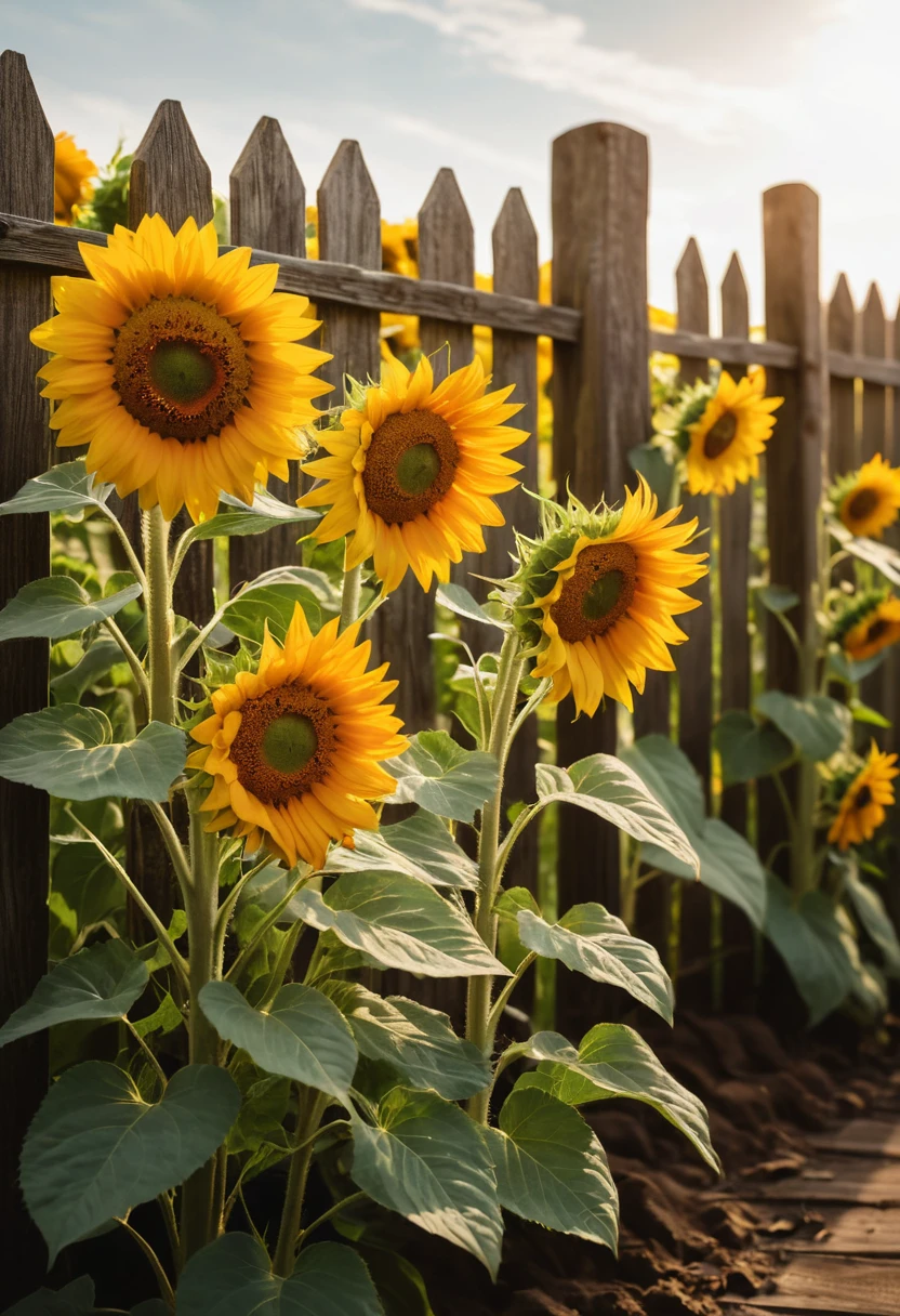 3. Grow Sunflowers Against a Fence