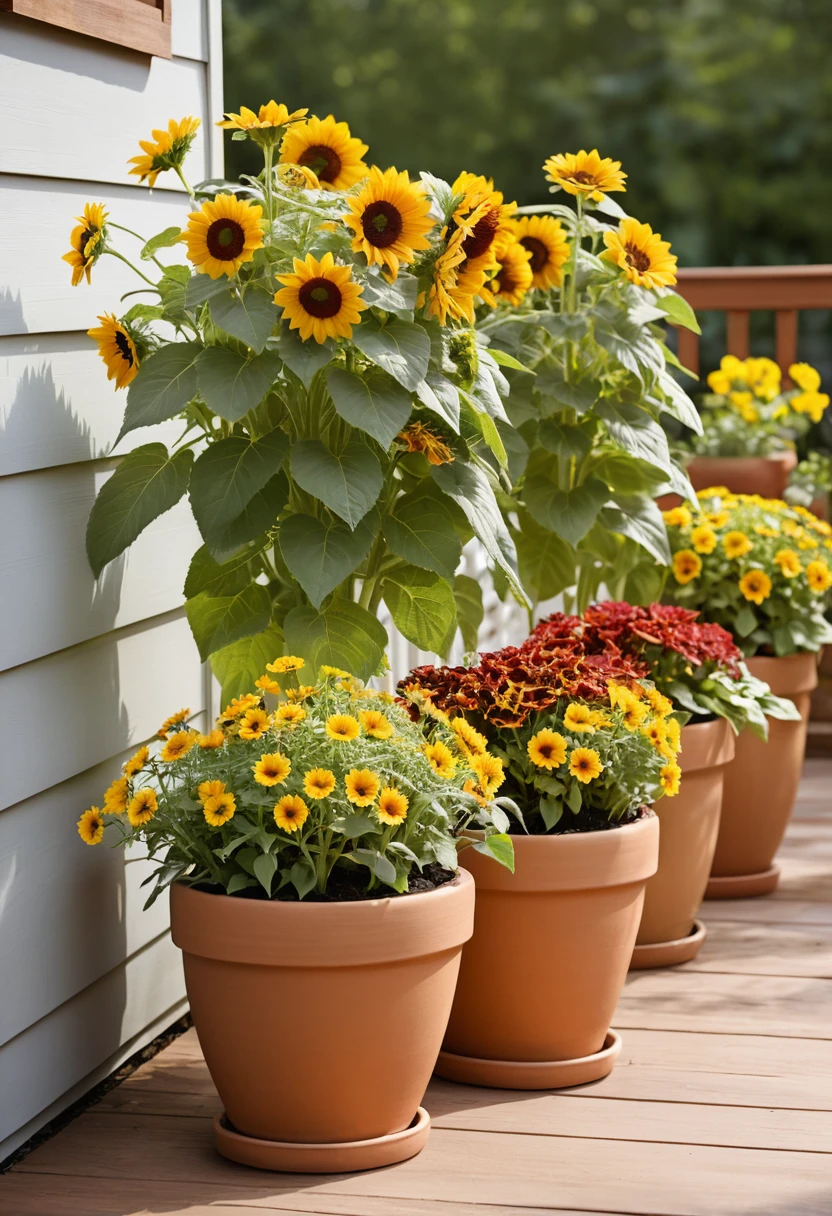 6. Plant Dwarf Sunflowers in Containers