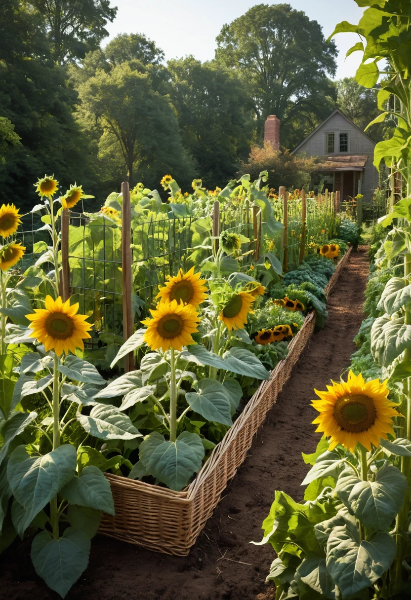 7. Create a Sunflower and Vegetable Garden