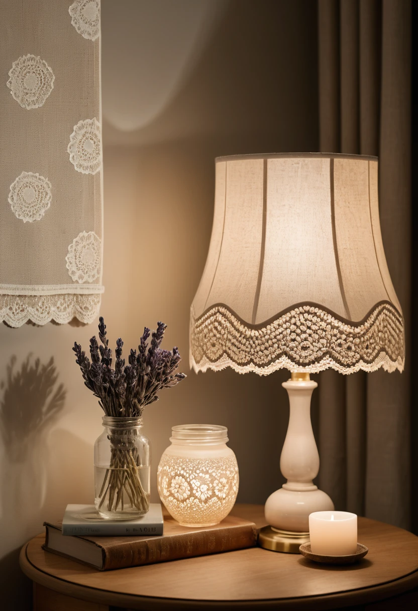 2. Doily-Layered Lampshade